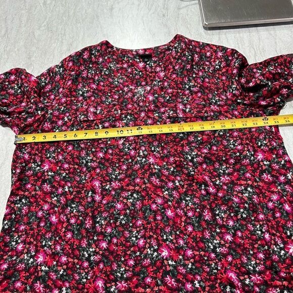 Torrid Women’s Pink Multicolor Floral Flannel Harper Roll Tab Top Size 1 X - Picture 11 of 15